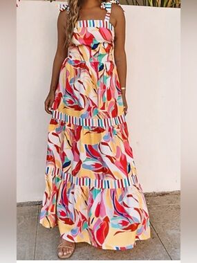 Threaded Pear Milan Striped Maxi Dress